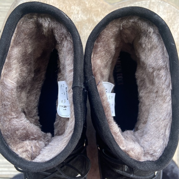 NWOB Tecnica Moon Boot Pulse Mid Black Nubuck Leather Snow Boots Women's Size 10 - Picture 13 of 15